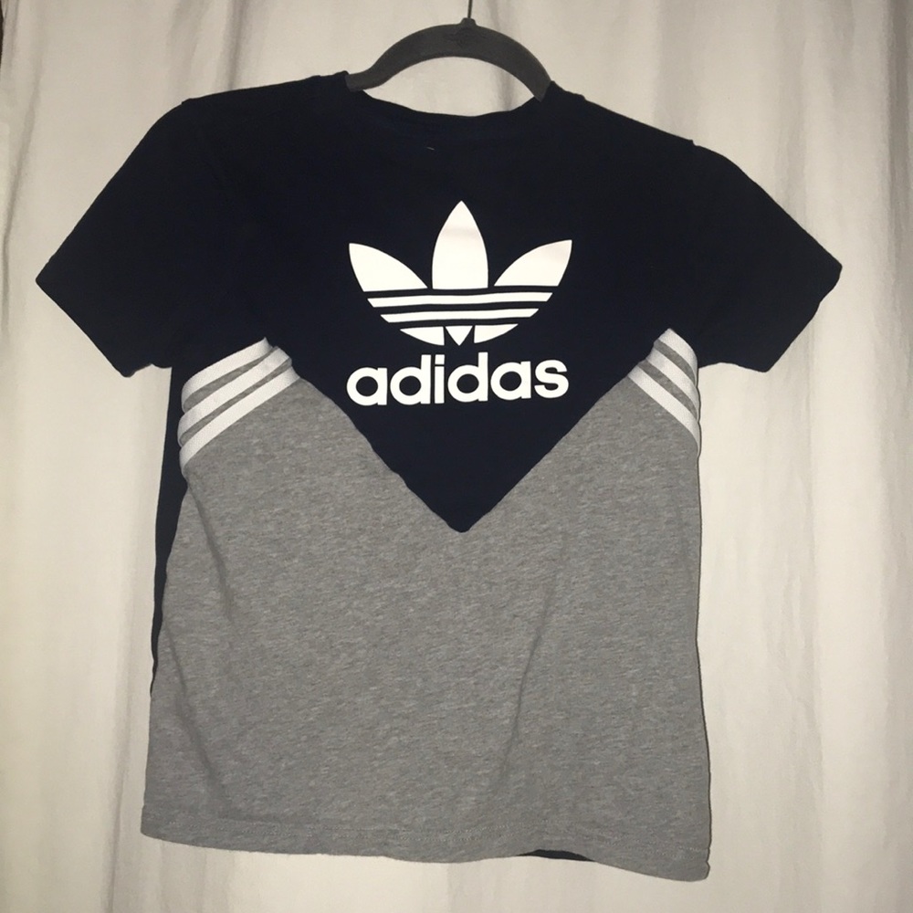 Boys navy blue and gray Adidas t shirt